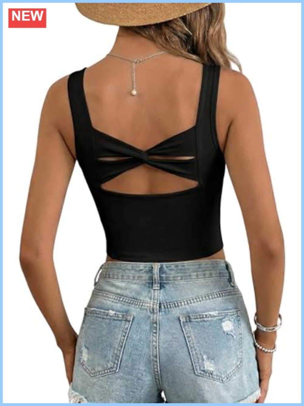 Women's Built-in Bra Tank Top Ribbed Sleeveless Cross Back Fitted